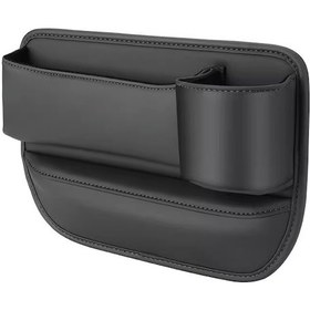 Resim Jeehugo Siyah Pu Deri Araba Koltuk Aralığı Dolgusu Organizer - Araç İç Gerekli Eşyalarını Saklama Kutusu 