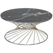 Resim Orta Sehpa BRC Rivoli MODEL1044 Siyah mermer Cam Metal Çelik Gümüş renk Kaplama Ayak El Yapım 