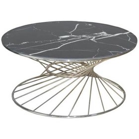 Resim Orta Sehpa BRC Rivoli MODEL1044 Siyah mermer Cam Metal Çelik Gümüş renk Kaplama Ayak El Yapım 