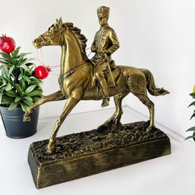 Resim Altın Renkli Atatürk Atlı Biblo Heykeli,dekoratif Atatürk Heykeli 