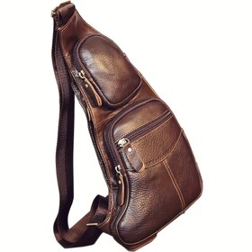Resim Vintage İngiliz Beyefendi Tarzı Erkek Hakiki Deri Eyer Çantası - Kahverengi Üst Kalite İnek Derisi Göğüs Çantası, Çoklu Fermuarlı Bölmeler, Ayarlanabilir Askı & Kulaklık Deliği ile Günlük Geziler İçin, Günlük Eyer Çantası | Vintage Göğüs Çantası | Metalik Fermuarlar, Omuz Çantası 