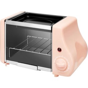 Resim Mini Elektrikli Fırın Kızartma Tost Makinesi Pişirme Makinesi Biftek Kızarmış Yumurtalar Omlet Tavan Zamanlayıcısı Ab Fiş Pembe (Yurt Dışından) 
