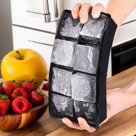 Resim 4/6/8 Grid Büyük Silikon Buz Küpü Tepsisi Kalıbı, Gıda Sınıfı Kare Buz Makinesi, DIY Dondurulmuş İçecek Kalıbı, Ev ve Bar Kullanımı için Kolay Çıkarma Buz Tepsisi 