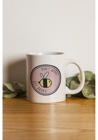 Resim Porselen - Iqra - ,don't Worry Bee Happy Motto Kupa Bardak. . Beyaz 