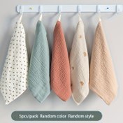 Resim 5 adet Modern Gauze Kare Havlu - 4 Katmanlı, Hafif Yıkama ve Yüz Havluları, Rastgele Renkler, Yumuşak Pamuk, Mutfak ve Banyo için Uzay Temalı Tasarım, El Havluları | Çağdaş Havlu Tasarımı | Pamuk Kumaş 
