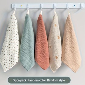 Resim 5 adet Modern Gauze Kare Havlu - 4 Katmanlı, Hafif Yıkama ve Yüz Havluları, Rastgele Renkler, Yumuşak Pamuk, Mutfak ve Banyo için Uzay Temalı Tasarım, El Havluları | Çağdaş Havlu Tasarımı | Pamuk Kumaş 