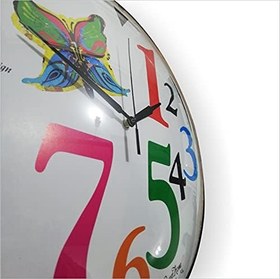 Resim M3 Decorium Ev Ofis Okul Kreş Dershane Çocuk Renkli Kalın Büyük Rakkam 35 cm Bombe Ön Camlı Sessiz Duvar Saati 