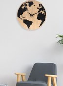 Resim Muyika Design Muyika Geogra Mdf 6mm Dünya Haritalı Duvar Saati 41x41cm Ads-41 