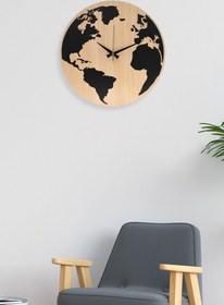 Resim Muyika Design Muyika Geogra Mdf 6mm Dünya Haritalı Duvar Saati 41x41cm Ads-41 