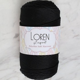 Resim Loren Polyester Soft Macrame Siyah El Örgü İpi - LM040 - 34445 