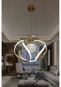 Resim 3 Renk Modern Sarkıt Toplu Dron Ledli Avize Nikelaj Gold Kaplama Çok Renkli 