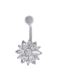 Resim Kadın Çiçek Model Çelik Piercing Gümüş 