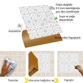 Resim Tink Kendinden Yapışkanlı Gri Motifli Desenli Pvc Karo 30X30 cm (56 Adet) 5m2 