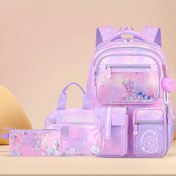 Resim 1 Adet/3 Parça Kawaii Öğrenci Çanta Seti, Okul Çantası, El Çantası ve Kalem Kutusu, İdeal Doğum Günü Hediyesi, 180 Derece Buzdolabı Kapısı Tasarımı, Sevimli Kurdele Deseni, Şirin Prenses Baskılı, Büyük Kapasiteli Omuz Çantası + Tote Çanta + Kalemlik 