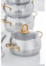 Resim Acar Rosa 16 Parça Paslanmaz Çelik Tencere Seti - Gold Silver/gold 