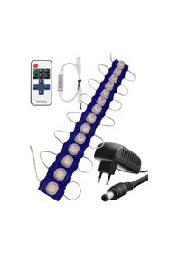Resim 20 Adet 12 Volt 1,5 Watt Tek Lensli Mavi 3030 Smd Led Modül 12a Tek Renk Rf Dimmer 2a Priz Tipi Adap 