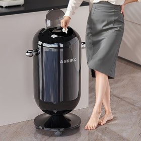 Resim 20 litre büyük kapasiteli kapaklı ve tekerlekli çöp kutusu, bükme kapağı geri dönüşüm kutusu saklama kabı, yepyeni PP malzeme tasarımı, mutfaklar, banyolar, ofisler, yatak odaları, oturma odaları vb. için uygun, çok renk seçeneği - tek parça ambalaj 