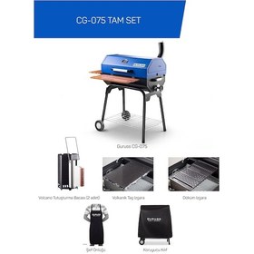 Resim Guruss Cg-075 Kömürlü Barbekü Mangal Tam Set Gece Mavisi Model:grs01 
