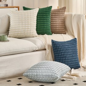 Resim 2'li Bohem Tarzı Büyük Kernal Küme Yastık Kılıfları - Yumuşak Polyester, Bej, Yeşil, Kahverengi, Mavi ve Beyaz Renklerde Geometrik Desen, Fermuar Kapatma, Yatak Odası, Kanepe, Yemek Odası, Ofis Dekoru, Dekoratif Yastıklar için Makinede Yıkanabilir 