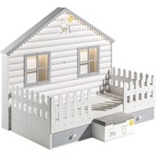 Resim Meltem Kids Küçük Ev Çocuk Odası Montessori Karyola Gri 100 x 200 CM Gri 