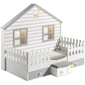 Resim Meltem Kids Küçük Ev Çocuk Odası Montessori Karyola Gri 100 x 200 CM Gri 