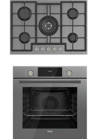 Resim Ferre QMS63CPR - ED038 2'li Gri Cam Ankastre Set 