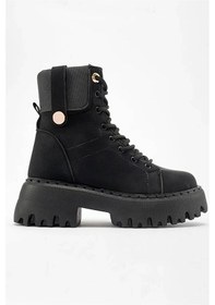 Resim Trender Kalın Taban Bağcıklı Siyah Kadın Bot & Bootie Btuk01 Siyah 