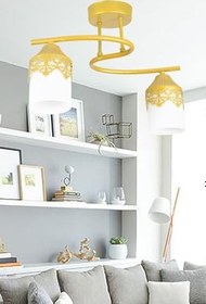 Resim Lambadar Plafonyer Modern S Model Gold Avize Gold-2 Tek Ebat Unisex 3535-2Goldtacbeyazcam 