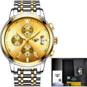 Resim Hanyang Çelik Gümüş Altın Erkek Saatler Lıge Üst Marka Lüks Iş Chronograph Erkek Kuvars Izle Erkekler Rahat Su Geçirmez Askeri Saat Relogio Masculino (Yurt Dışından) 