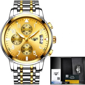 Resim Hanyang Çelik Gümüş Altın Erkek Saatler Lıge Üst Marka Lüks Iş Chronograph Erkek Kuvars Izle Erkekler Rahat Su Geçirmez Askeri Saat Relogio Masculino (Yurt Dışından) 