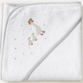 Resim Feather Nakışlı %100 Organik Pamuk Bebek Kundak Havlu 