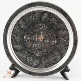 Resim 430 Kalite Krom Çelik Kulplu Tepsi 24 Cm Fırına Uygun, Osmanlı Motifli, Kebap & Restoran Sunum Tepsisi Gri 