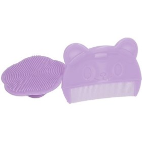 Resim Moveevo Bebek Saç ve Baş Bakımı Seti: Silikon Duş Fırçası + Kavisli Tarak - Yenidoğan Kuru Cilt Ve Bebe Kozması İçin Yumuşak ve Temizlenebilir - Mor Renkli Depolama Kutusu İçerir 