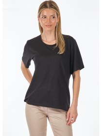 Resim Desen Sıfır Yaka Siyah Kadın T-shirt 23123786 001 