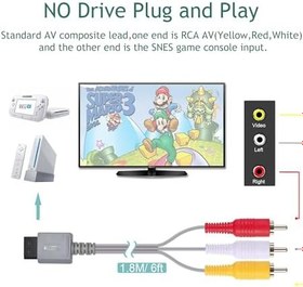 Resim Wii Wii U için AV Kablosu, Nintendo Wii/Wii U ile Uyumlu Kompozit Ses Video Kablosu, TV Konektör Kablosu 1.8M/6FT 