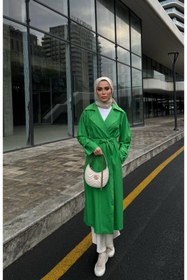 Resim TANISA Deluna Kuşak Detay Uzun Trençkot TNS-4389 
