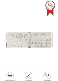 Resim Torima TK-08 Beyaz Kablosuz Katlanabilir Şarjlı Taşınabilir Mini Bluetooth Klavye 
