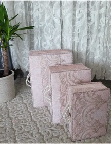 Resim VK CAN MAĞAZALARI Çeyiz Sandıkları 3 Lü Söz Nişan Bohça Gelin Düğün 