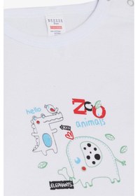 Resim Breeze Erkek Bebek Çıtçıtlı Zıbın Body Hayvanat Bahçesi Dost Hayvanlar Baskılı 9 Ay-3 Yaş, Beyaz Beyaz 