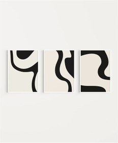 Resim Çerçevesiz Poster Organik Akış Soyut 3'lü 