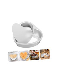 Resim Kek Kalıbı Kalpli Bisküvi Kalp Şeklinde Alüminyum 6 Adet Ağız Çapı 10 Cm Yükseklik 3 Cm Gri 