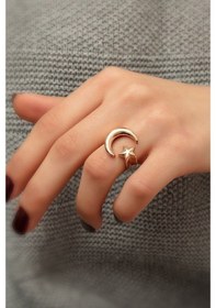 Resim 925 Ayar Ay Yıldız Gümüş Bayan Yüzük (487909579) 