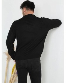 Resim Assema Unisex Uzun Kol V Yaka Triko Kazak - Siyah Çok Renkli 