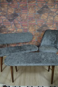 Resim kılıfteks Bench Takımı Kılıfı 2 Sandalye 1 Bench 1 Puf 