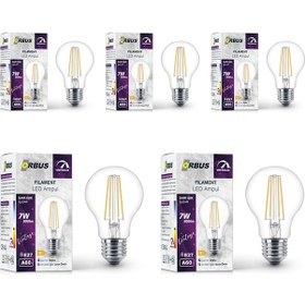 Resim 7w E27 Filament Led Ampul - Dim Edilebilir Df60 5 Adet 