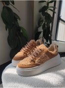Resim Muggo FLEECY Kalın Taban Bağcıklı Peluş Detaylı Kadın Kışlık Sneaker Spor Ayakkabı 