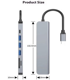 Resim 7in1 Aluminium Pd100w Hızlı Şarj 4k 60hz Hdm 3xusb 1xtype-c Tf/sd Usb Çoklayıcı Çevirici 