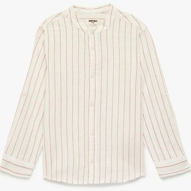 Resim Koton Pamuklu Uzun Kollu Hakim Yaka Çizgili Gömlek Beyaz Çizgili 6skb60050tw Beyaz 