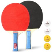 Resim Xindoker 7 Katlı Ahşap Tenis Topu Seti: 2 Adet Yatay Raket + 4 Top, Yüksek Esneklik, Kontrol Ve Dayanıklılık 