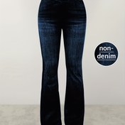 Resim Denim Desenli/İmitasyon Denim Kadın Yüksek Bel Esnek Tayt - Görünmez, Tüm Mevsimler İçin Makinede Yıkanabilir Flare Pantolon, Günlük ve Resmi Kıyafetler için Şık ve Çok Yönlü Giyim 